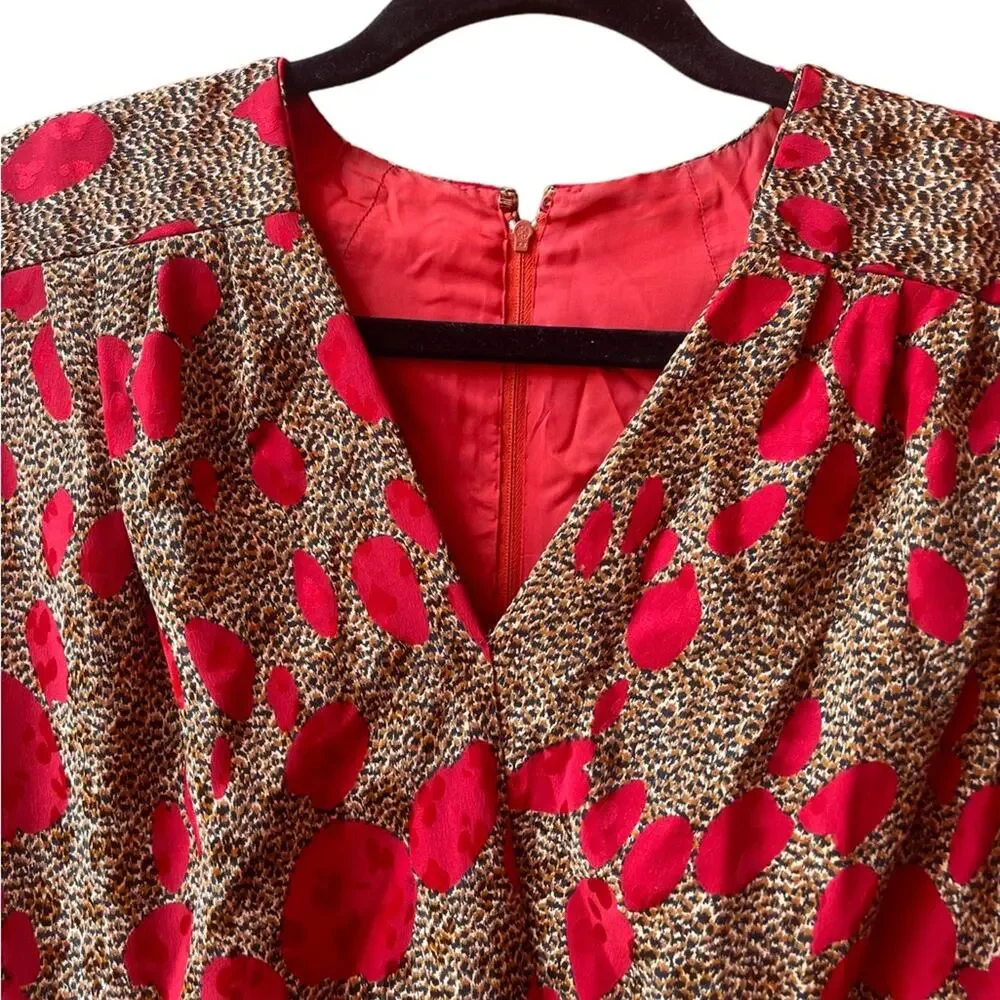micheal novarese Printed Midi Length Silk Dress with scarf Size L - Picture 10 of 10